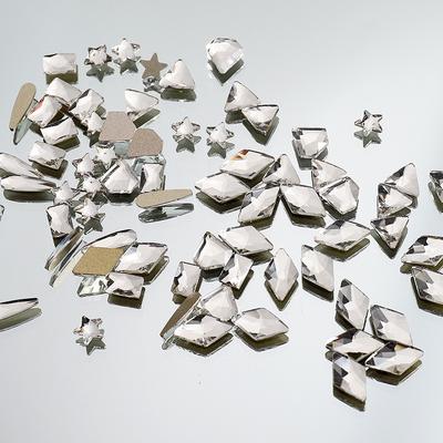 Pujiang Nail Drill White Flat Bottom Diamond Nail Art Special-Shaped Diamond Super Flash K9 High-Quality Nail Art Diamond Jewelry Large Package