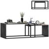 Set of 2 Nesting Coffee Tables Industrial Design Nestable In Black Metal and Dark Grey Marble Effect