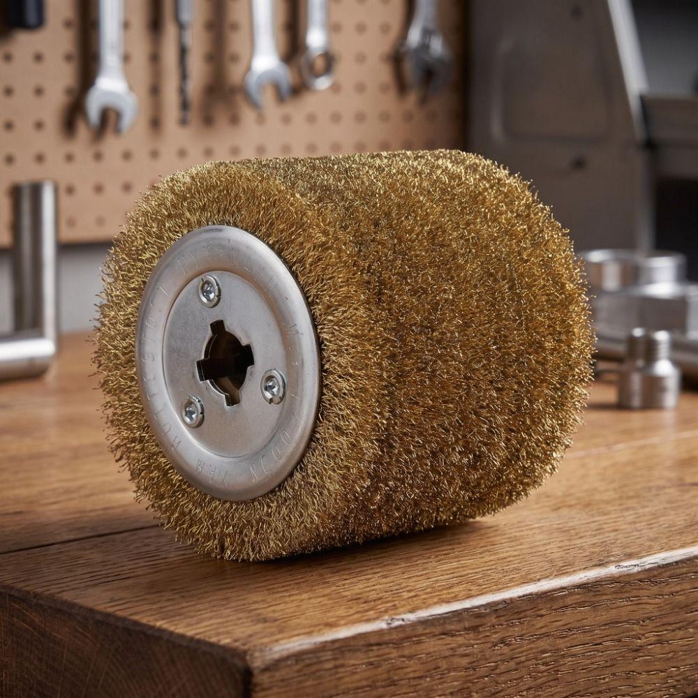 Copper Coated Steel Wire Wire Brush Wheel Steel Wire Roller Metal Polishing Wheel  Paint Removal