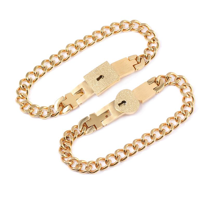 Couple Stainless Steel Bracelet Love Heart Lock Key Pendant Necklace For Women Men Valentine Gift Jewelry