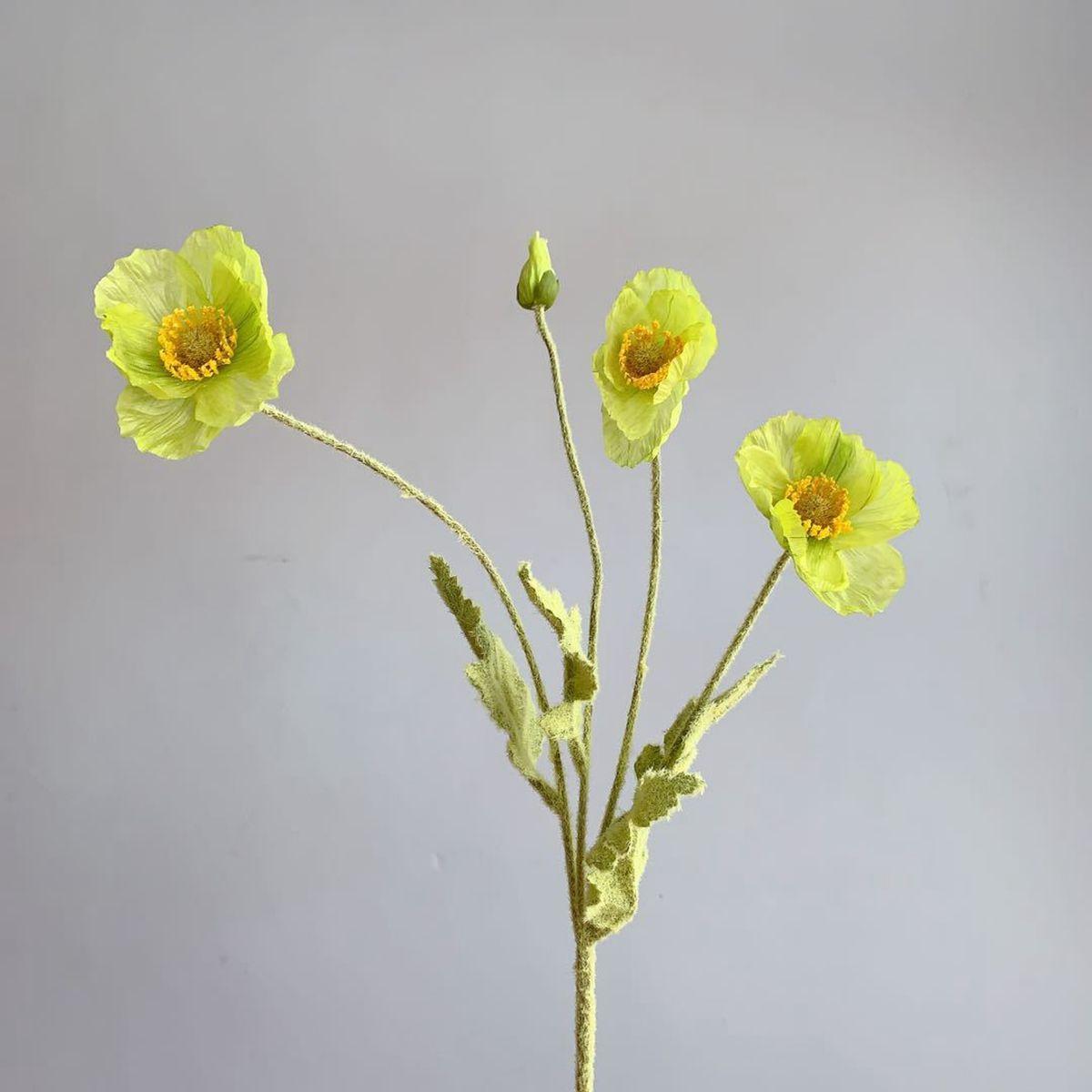 

Real Touch Flocking Stem Artificial Papaver Rhoeas Fake Poppies Flowers Silk Plants Faux Bouquet