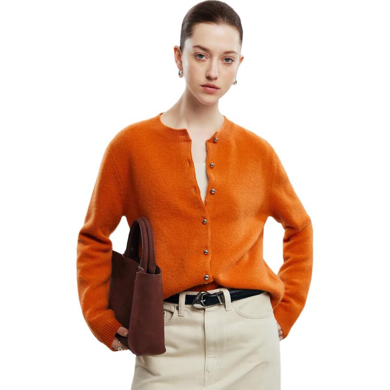 

PALUOPO Women s Pure Cashmere Round Neck Cardigan M 160/100