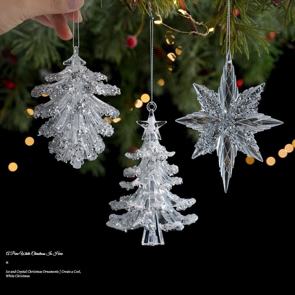 Acrylic Hanging Christmas Ornaments Clear Snowflake Ornaments Deer Ornaments Holiday Home Decor