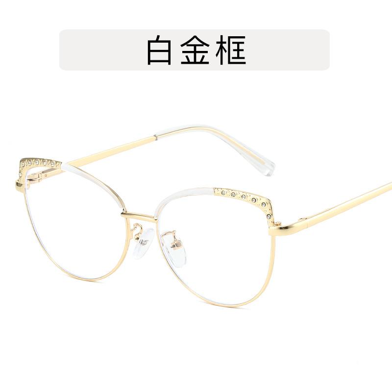 Cat Eye Shape Women Eyeglasses Rhinestone Decoration Stylish Glasses Frame for Women Blue Light Blocking Decorative Glass