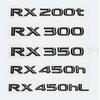 3D Chrome Glossy Black ABS RX200t RX270 RX300 RX350 RX450h RX450hL HYBRID  Emblem for LEXUS Car Trunk Trunk Rear Logo Sticker