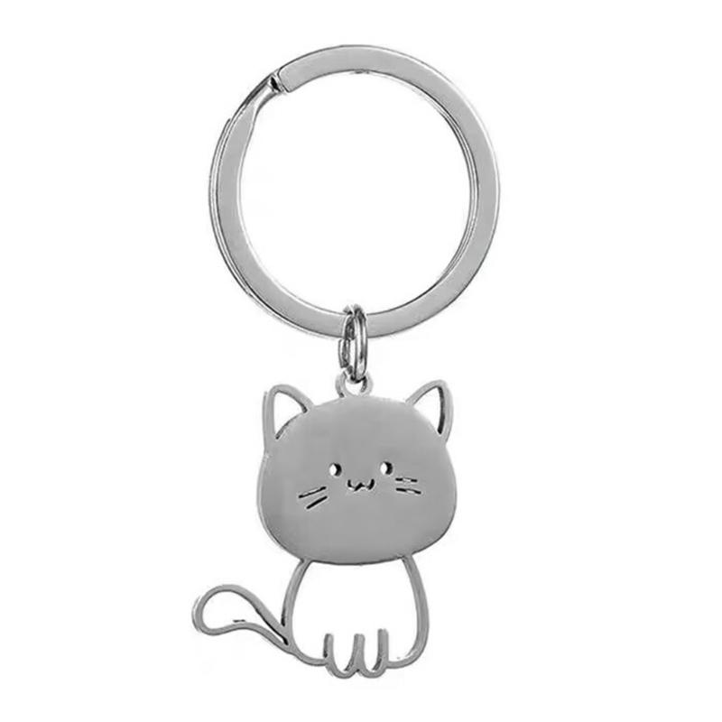 

Cats Ornament Stylish Cats Pendant Cats Bag Charm Stainless Steel Texture for Home Decorating and Holiday Tree Hanging