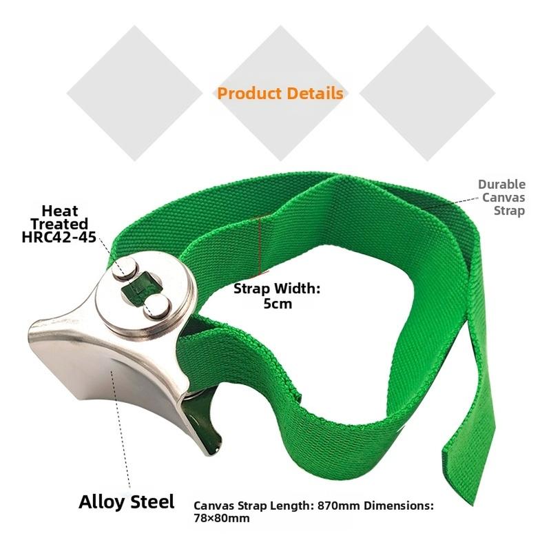 Heavy Duty Oil Filter Wrench 165*120*50mm Stainless Steel For HRC42-45 Adjustable Canvas Belt Wear-resistant Oil Filter Wrench