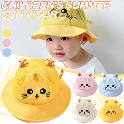 Children's Sun Visor Baby Summer Soft Cotton Mesh Breathable Fisherman Hat Kids Panama Sun Cap Anti-UV