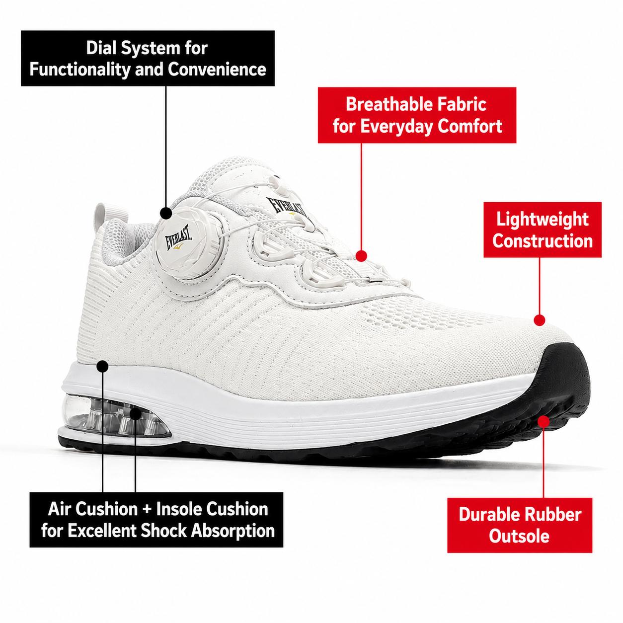 Everlast Zelens White Lightweight Cushioning Boa System Running Shoes 36 белый