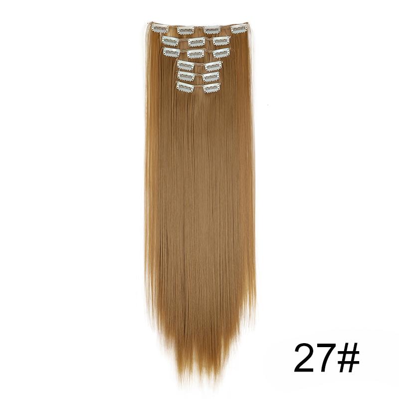 Synthetic 6pcs/set Long Straight Clip-in Hair Extension Invisible Seamless Extension Black Brown Hairpiece for Women 2028