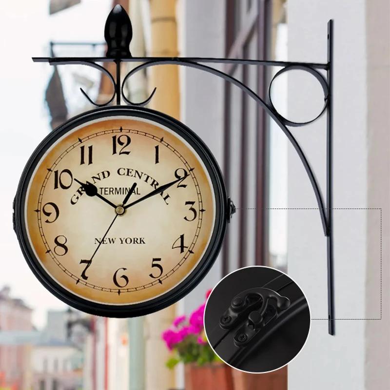 EuropeanVintage Clock Weatherproof Outdoor Large Wall Clock Pastoral Home Bedrooms Wall Clock silent indoor Study walldecoration