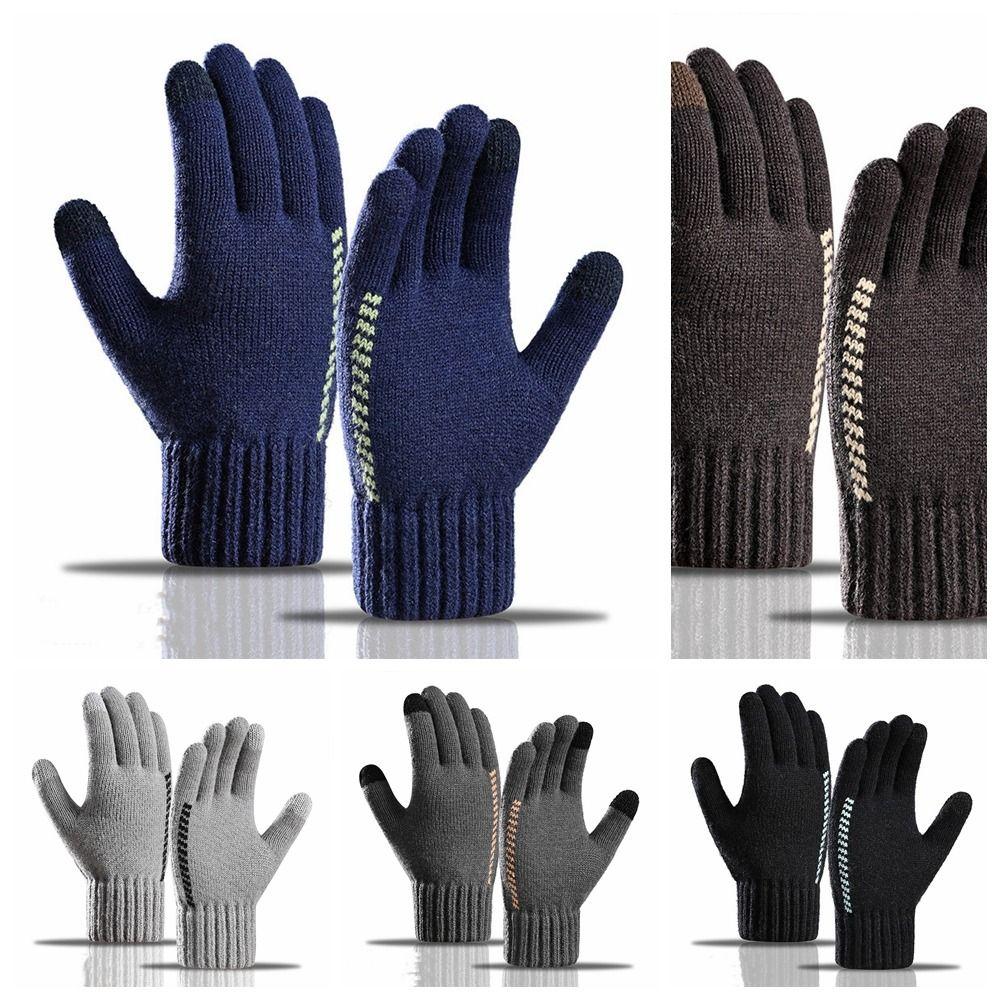 Thickened Knitted Woolen Gloves Touchscreen Full Finger Gloves Fashion Men Knitted Gloves  Sports