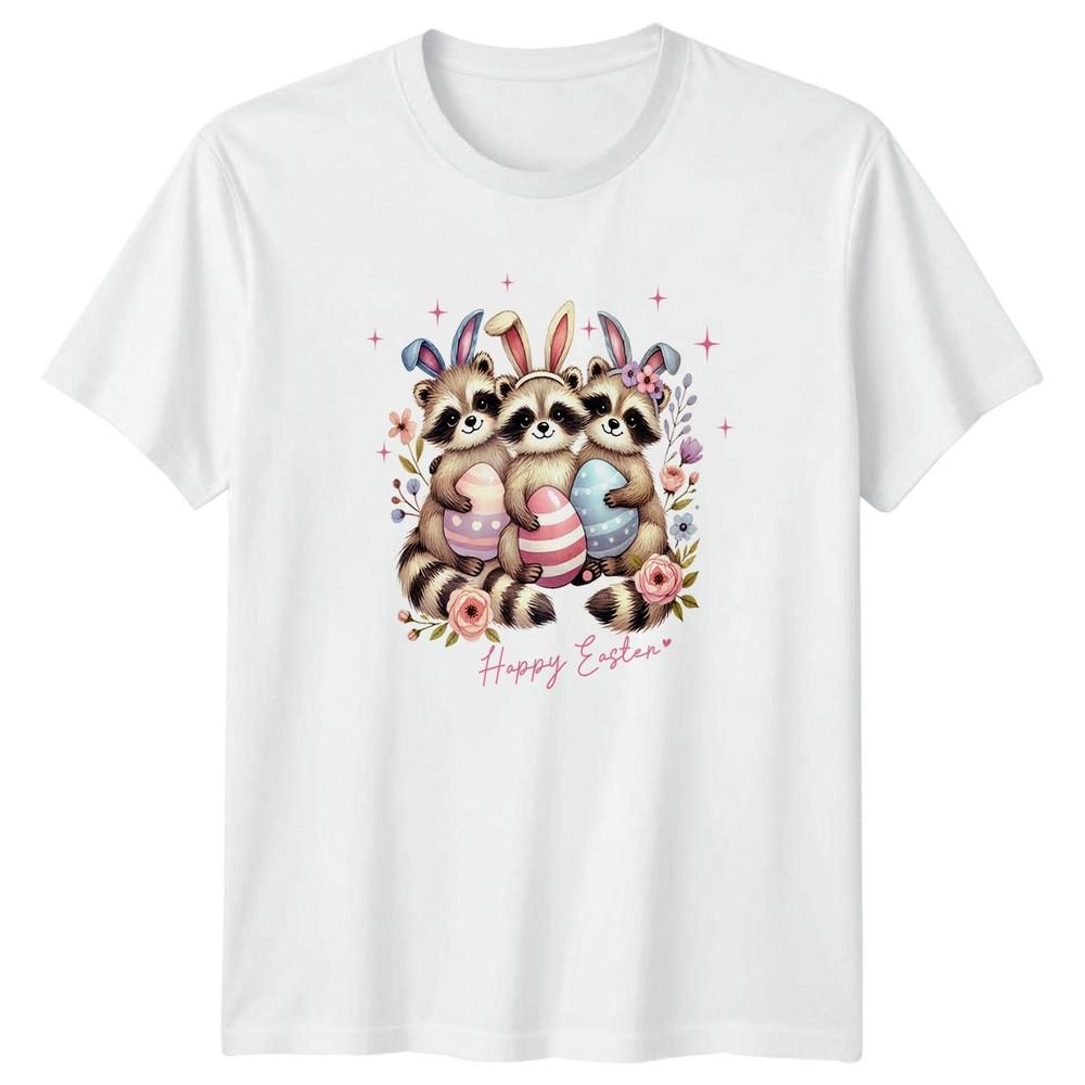 Happy Easter TShirt Cute Raccoon Animals Holiday Easter Gift S