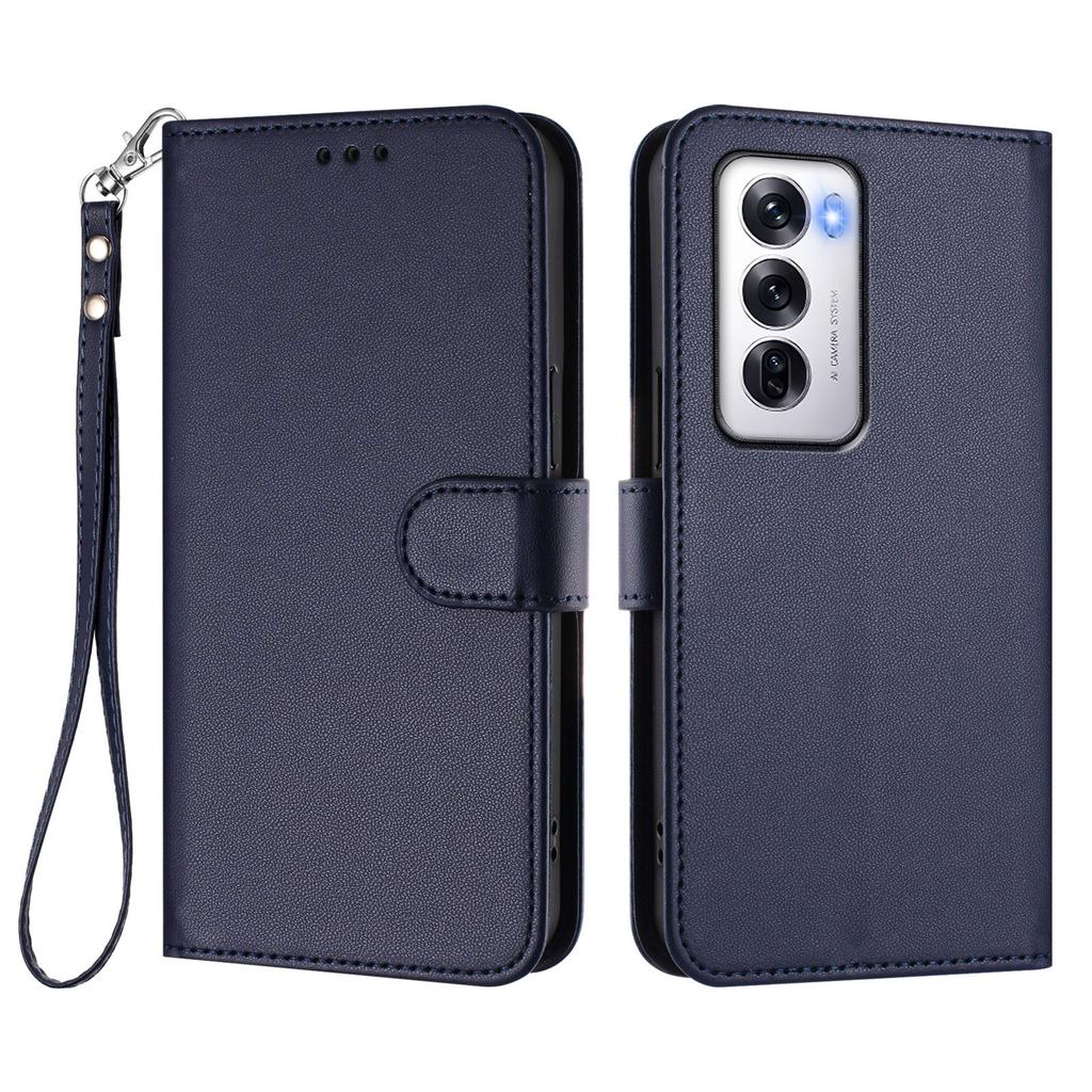 Für Oppo Reno12 5G (Global) Lederhülle Brieftasche Ständer Handyhülle mit Handschlaufe