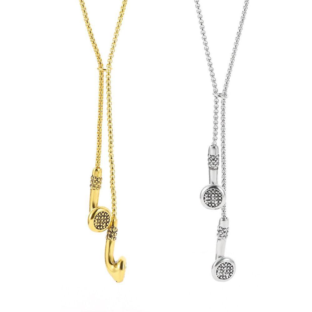 Earbuds Pendant Clothing Accessories Necklace Long Sweater Chain Earphone Pendant Necklace  Jewelry