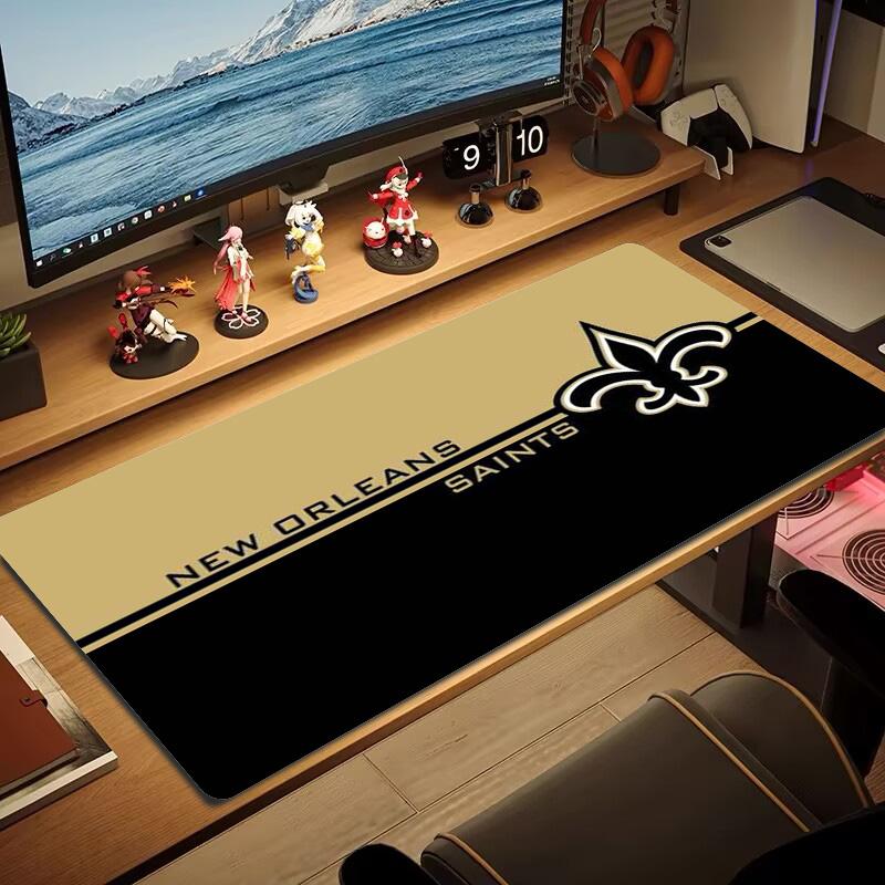 New Orleans Saints Farb-Mauspad Großes Gaming-Tischkissen Rutschfestes Laptop-Tablet Großes Mauspads XXL Matte Mini-PC Spielmatte Mit Verriegeltem Rand
