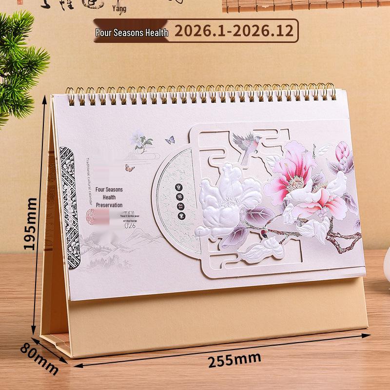 

2026 год Лошади Календарь настольный тисненый в китайском стиле - Настраиваемое настольное украшение с возможностью нанесения логотипа компании
