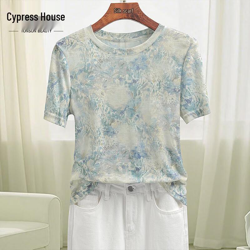 SIBOOSHER Women s Printed Slim Fit Round Neck Short Sleeve T-Shirt L