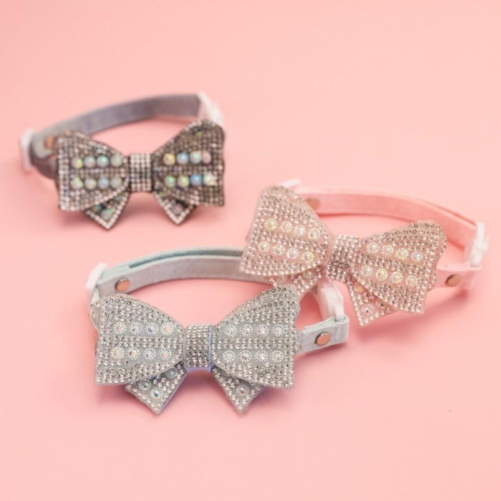 Pet Accessories Sparkling Cat Collar Adjustable Necklace Pet Rhinestone Collar PU Leather Decoration Dog Collar Birthday