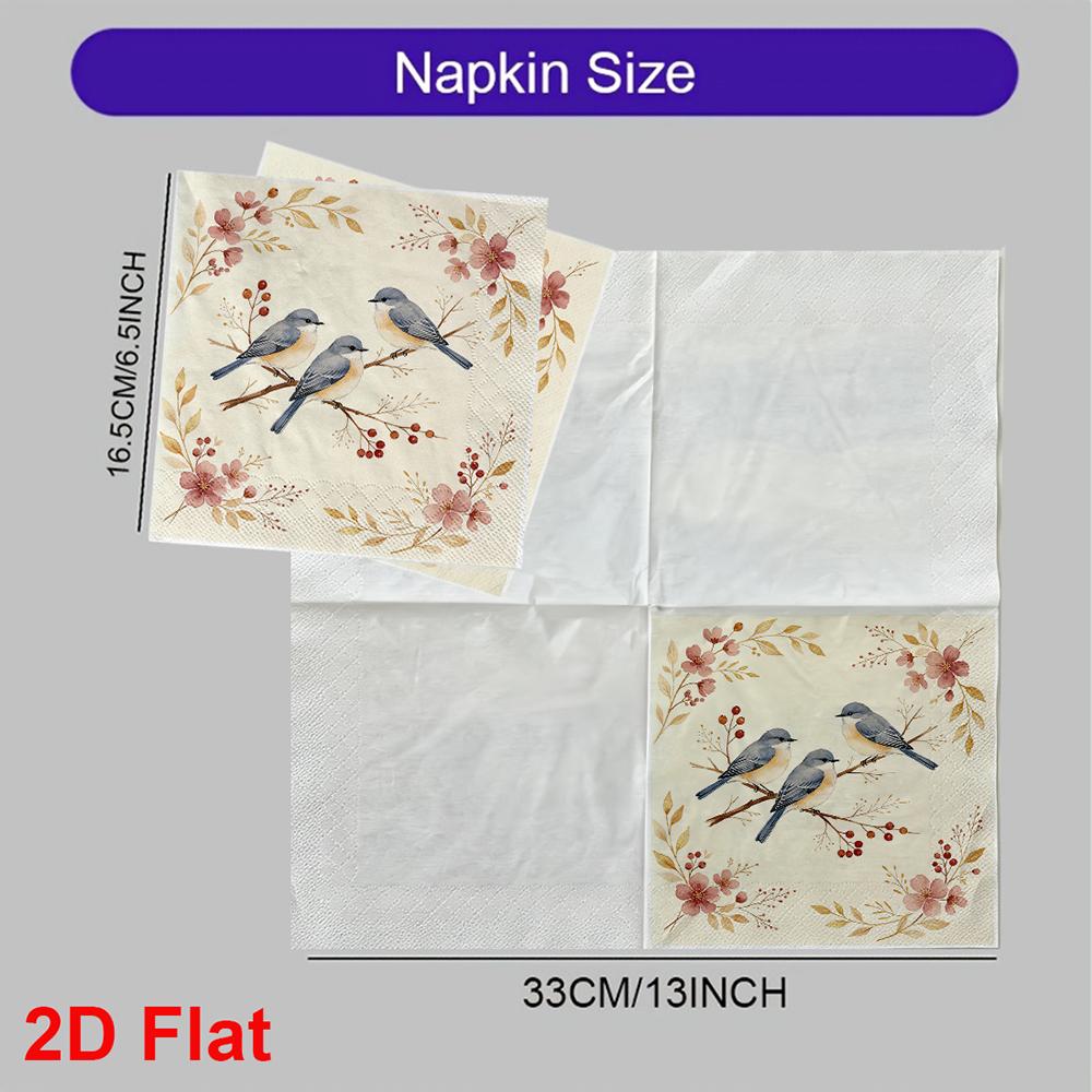 20pcs Disposable Napkins with Bird Pattern Print for Wedding,Parties,and Daily Use for Thanksgiving Fall Christmas Table Decoration