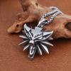 Stainless Steel Wizard 3 Wolf Head Pendant Retro Style Geralt of Rivia Men's Necklace Popular Medieval Witcher Jewelry