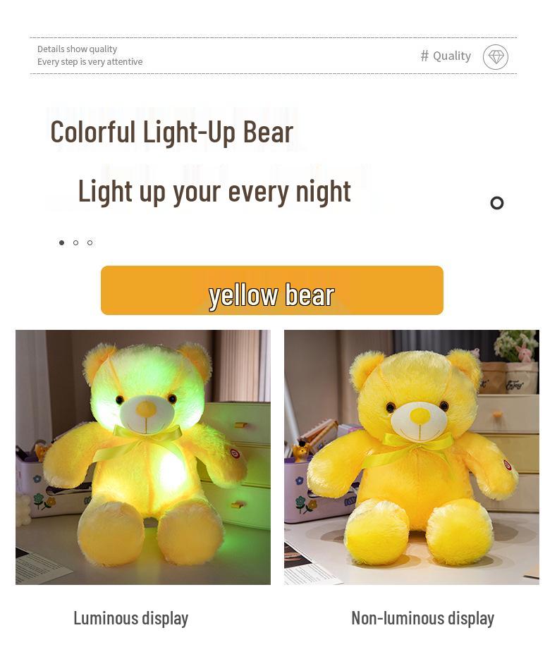 Glowing Luminous Teddy Bear Plush Toy Pillow - Perfect Valentine's Day Gift