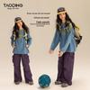 Taoding Girls' American Retro Colorblock Long-Sleeve T-shirt
