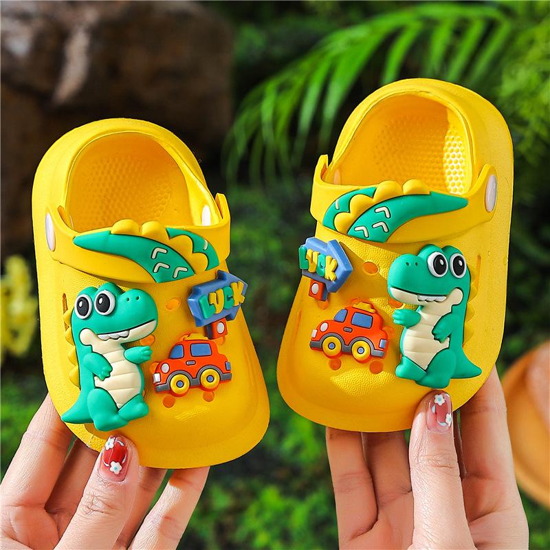 

Summer Kids Sandals Children s Shoes Slippers Soft Anti-Skid Cartoon DIY Design Hole Baby Shoes Dinosaur Beach For Boys Girls 24