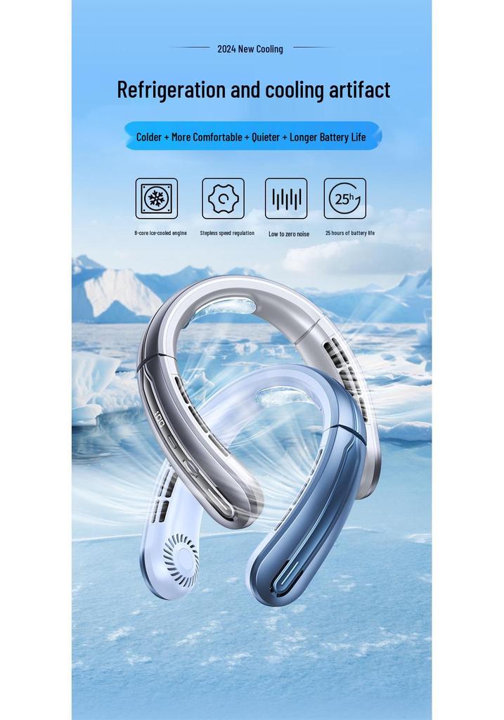 Ultra-Quiet Neck Hanging Fan with Long Battery Life and USB Charging (2026 Model)