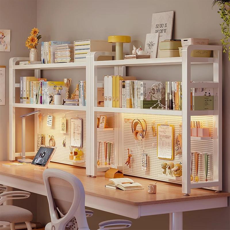 Multi-Layer Desktop Hole Board Storage Rack Stand up Computer Desk Organizer Student Dormitory Bookcase Horizontal Shelf Holder