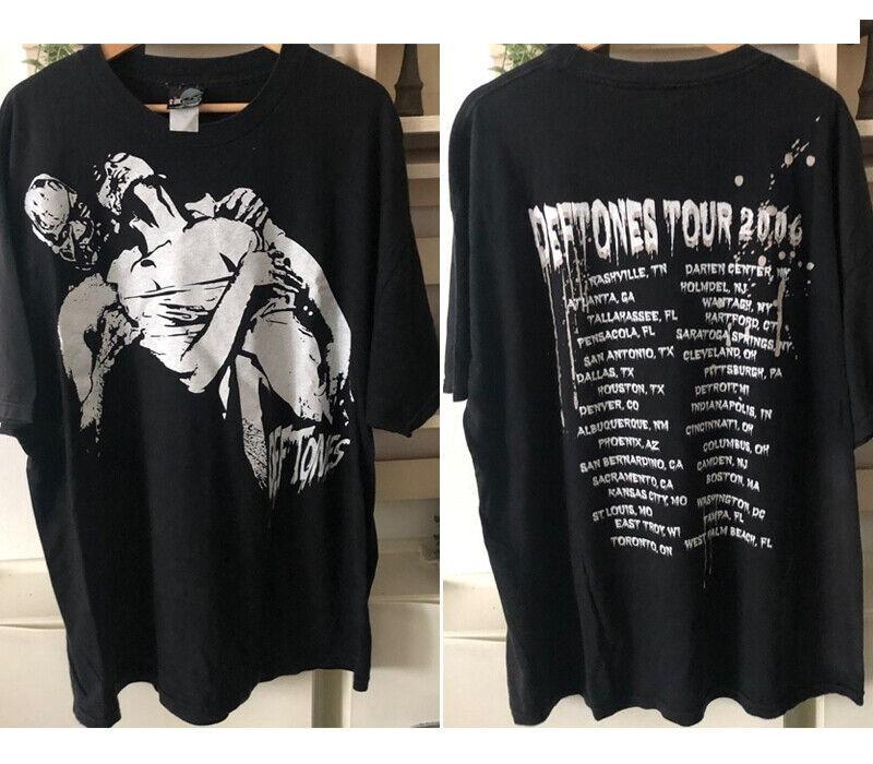 2006 Deftones Tour 2 sided basic black Unisex Graphic T shirt Reprint NH8976