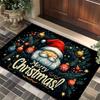 Christmas Doormat Santa Claus Bauble Pine Branch Star Print Floor Mat Merry Christmas Home Entrance Decor Rug