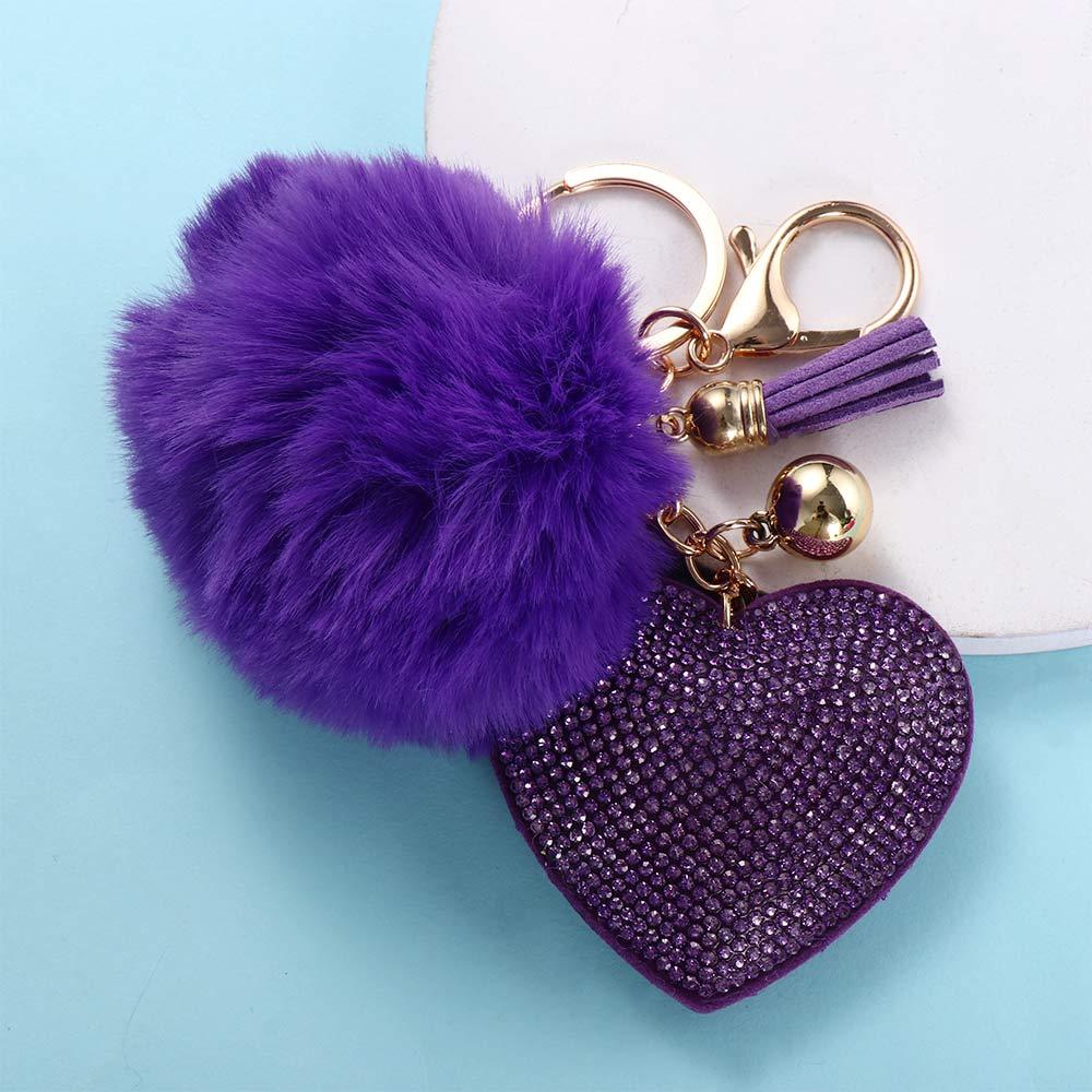 Damenhandtaschen Innenzubehör Strass-Herz Pompon Schlüsselanhänger Strass-Schlüsselanhänger Taschenanhänger