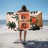 1pc Tropical Leopard Aesthetic with Sunglasses 2D Printed Microfiber Beach Towel, Quick Dry Super Absorbent. Great for Beach