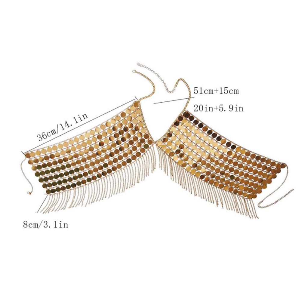 Sequin Body Chains Belly Chains Multi-layer Body Chains Tassel Chest Chains Body Jewelry Alloy Material for Women Girls