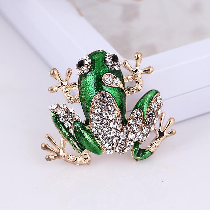 

Универсальные броши в виде лягушки со стразами для женщин и мужчин, модная металлическая брошь унисекс с мультяшными животными, булавки, ювелирные изделия, аксессуары для платья