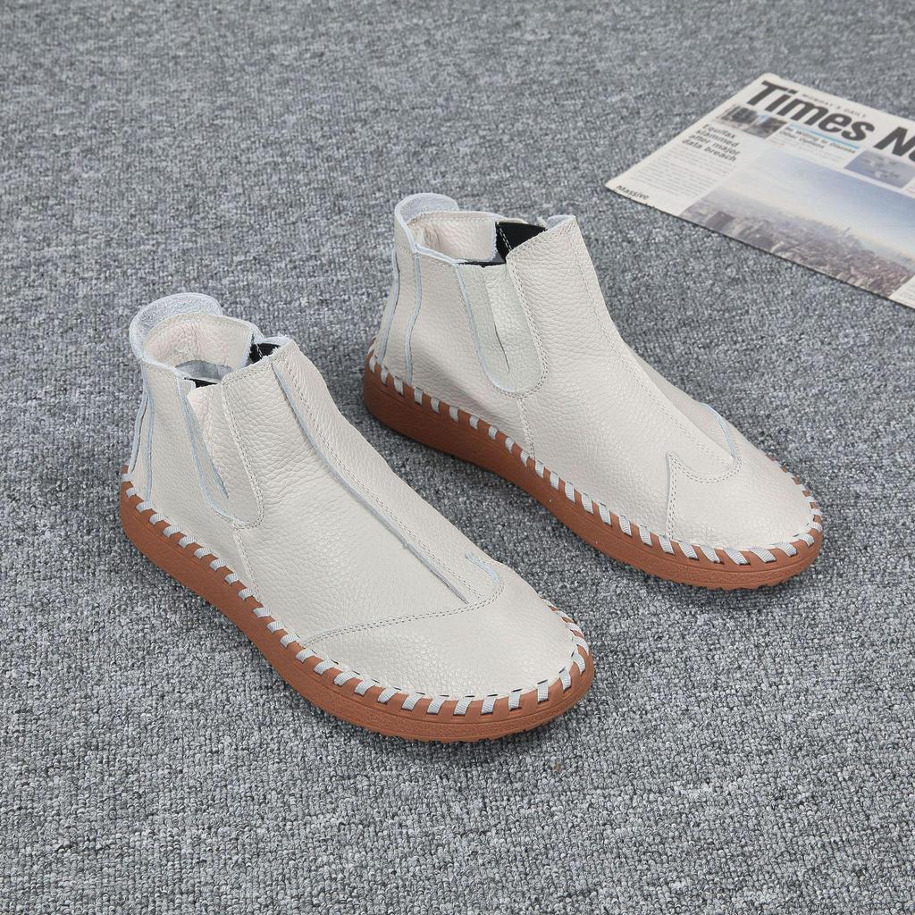 Men's Leather Slip-On High-Top Casual Shoes - Soft Sole, Genuine Cowhide for Autumn/Winter