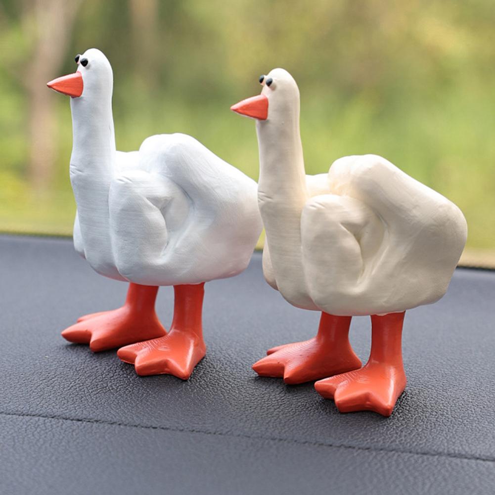 Middle Finger Duck Decorative Figurine Resin Small Duck Sculpture 7.5cm Mini Little Duck Desktop Ornament for Home Garden Decor