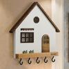Holz-Wandhalter Schlüsselhalter 5 Haken Design Hausform Dekorativer Haken Rustikales Mehrzweck-Schlüsselbrett Schlafzimmer Dekoratives Regal