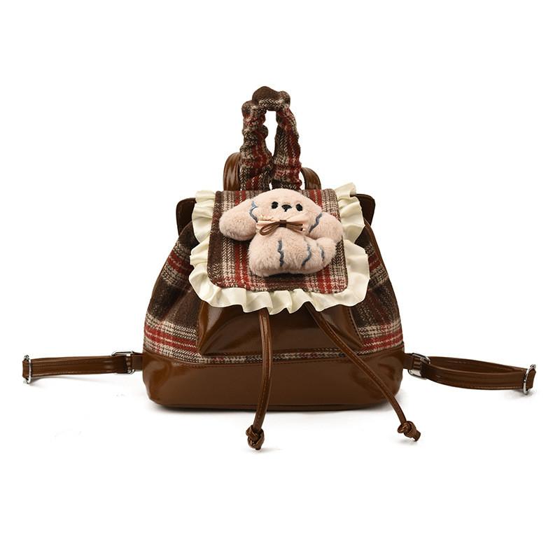 

Vintage Cute Dog Canvas Backpack With Top Drawstring Closure For Travel And Casual Outings коричневий