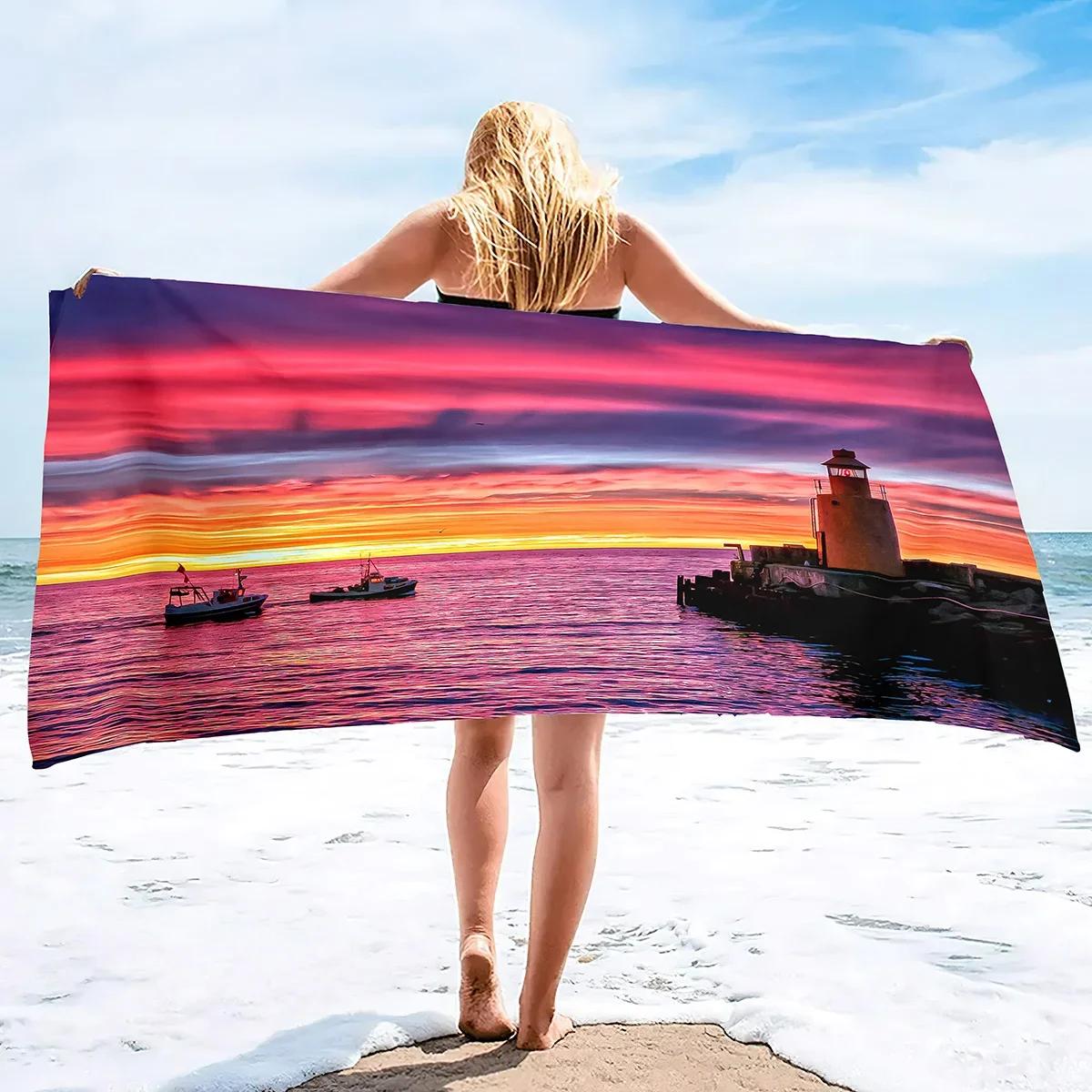 Serviette de plage en microfibre pour piscine, protection contre le sable, couverture, séchage rapide, sans sable, compacte, légère pour l'extérieur 100X50 cm(39X20in)