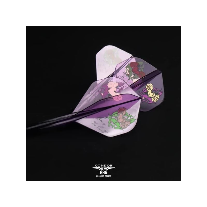 TRiNiDAD CONDOR AXE Rose of the Heart Dart Flights, Standard Size Medium, Clear Purple, Model: Natsumi Iwata Player Model