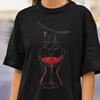 Line Art Wine Glass T-Shirt: Minimalist Alcohol Drawing