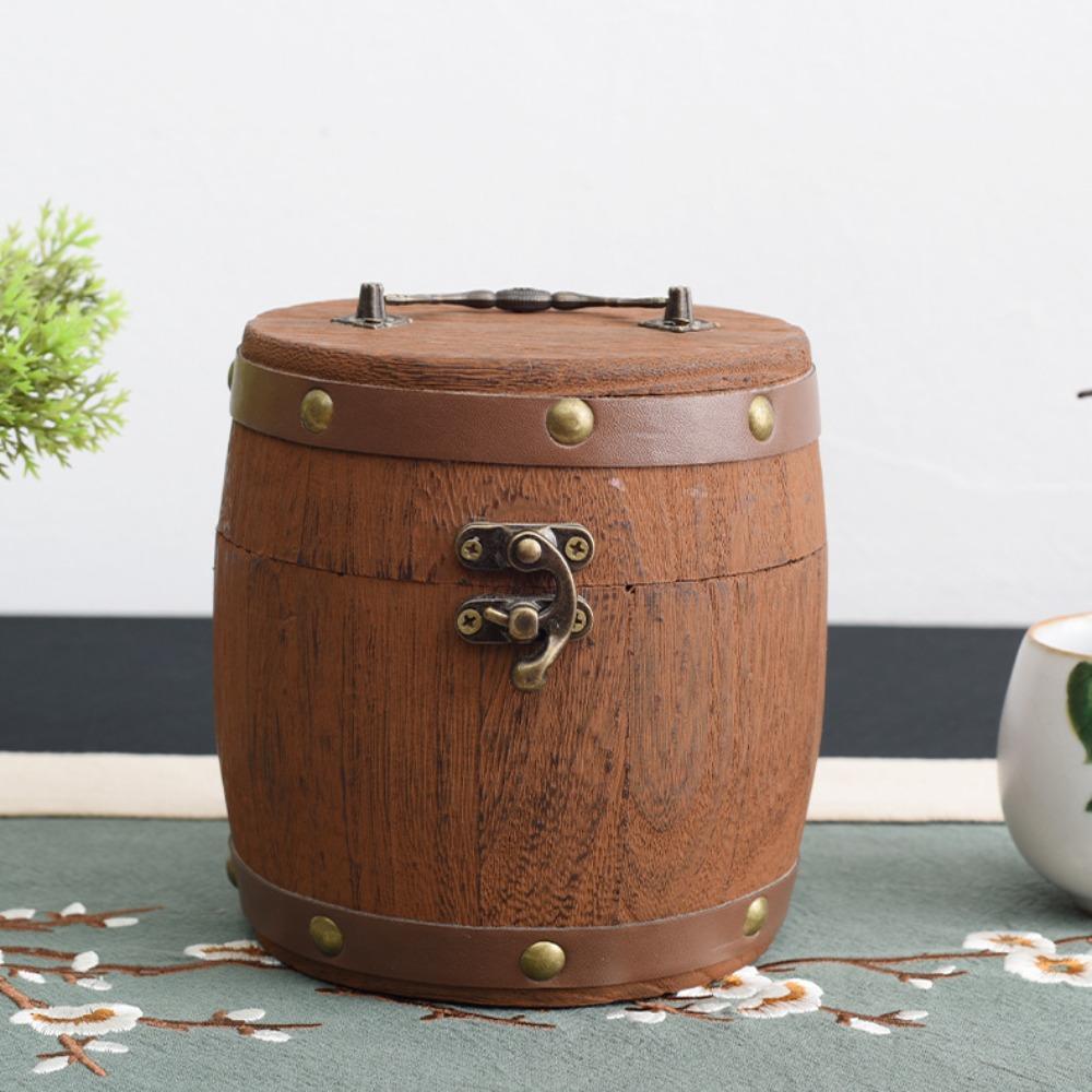 

Портативная деревянная бочка, канистра, высококачественная антикварная мини-коробка для хранения, деревянная бочка с чайными листьями, домашняя