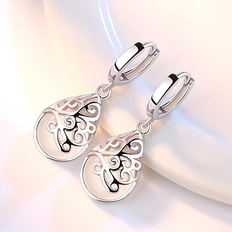 925 Sterling Silver Earrings Cat's Eye Stone Totem Water Drop Earrings For Women Charm Jewelry Gifts