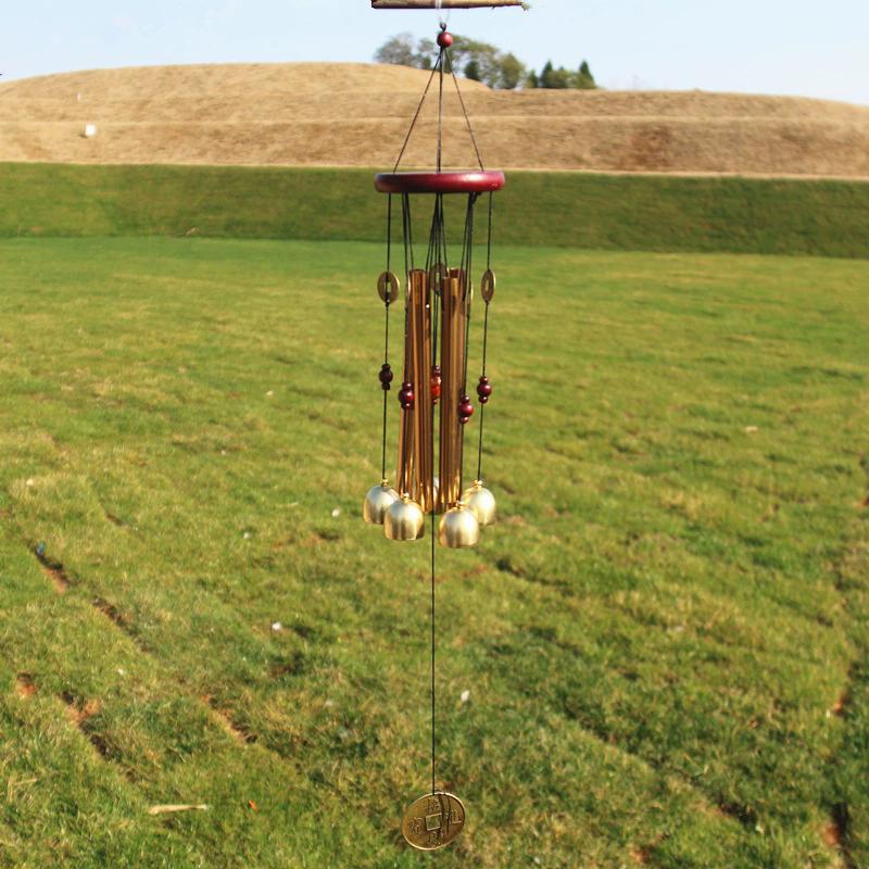 Wind Chime Wood + 4 Aluminum Alloy Tube Bell Outdoor Indoor Home Garden Balcony Decor Hanging Wind Chime Symbol Of Good Luck