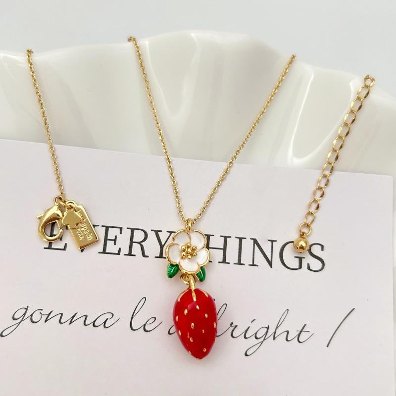 French Drip Glazed Strawberry Necklace, Fresh and Sweet, Cute Strawberry Flower Bracelet, Unique Creative Temperament Earrings 2026