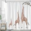 1 Stück Drei Giraffen Duschvorhang, minimalistische digitale Zeichnung von Giraffen in verschiedenen Höhen auf weißem Hintergrund, verspielte Wildli