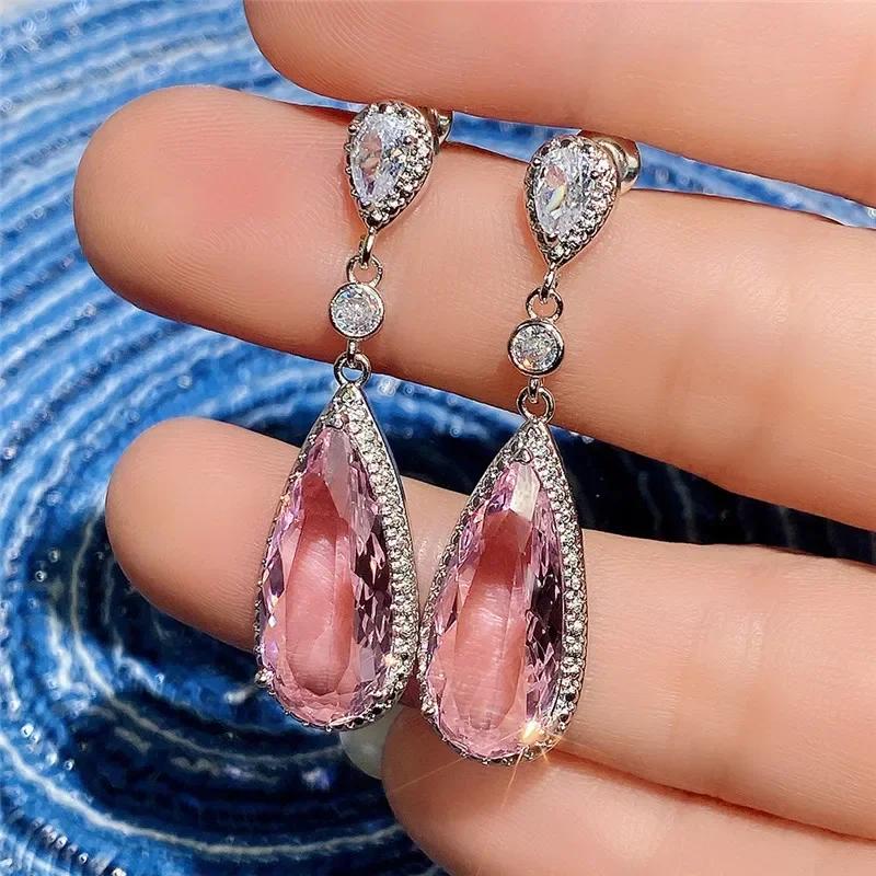 Shiny Zircon Wedding Hanging Earrings with High Grade Temperament Geometric Cubic Zirconia  Quality Women's Luxury Jewelry