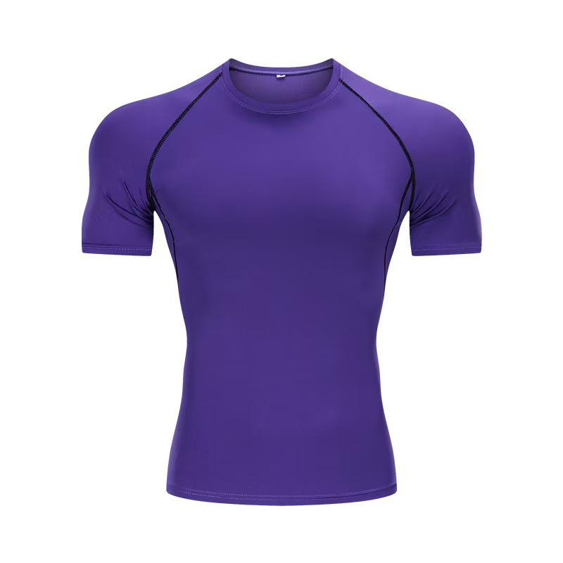 Men's Quick-Dry Short Sleeve Sports T-Shirt - Breathable, Sweat-Wicking, Elastic, Tight Fit for Running, Basketball, and Training